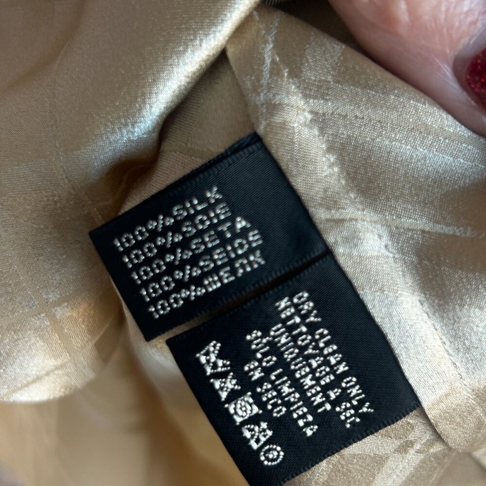 Ralph Lauren Black Label Classic Tan 100% Silk Blouse Size 10 - Picture 2 of 7